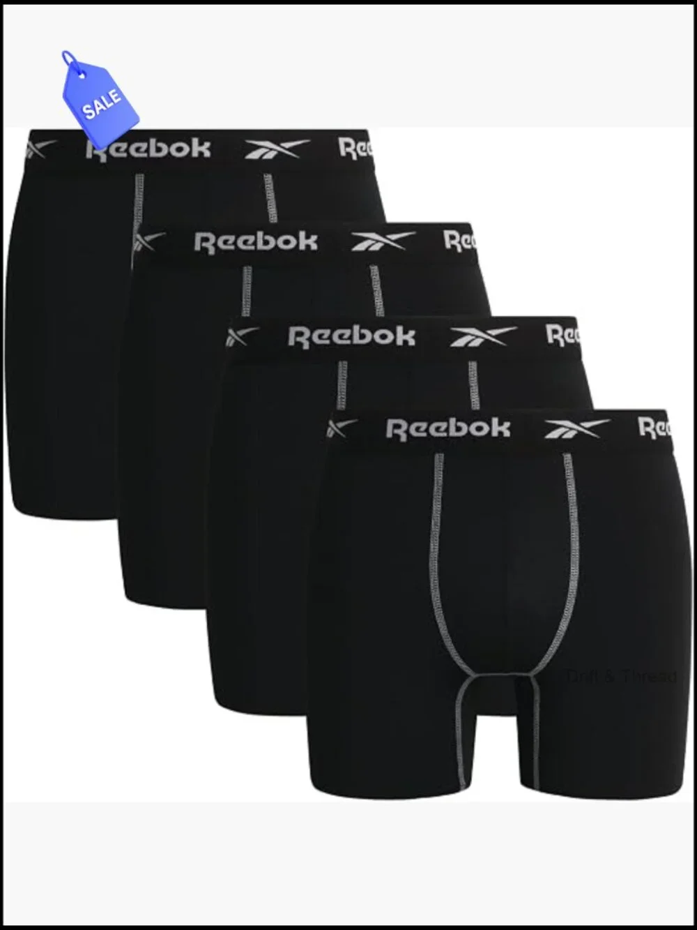 Mens 4-Pack Athletic Boxer Briefs 6 Inseam Moisture Wicking Tag Free